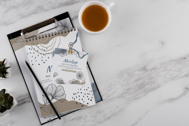 Flat Lay Of Elegant And Minimal Desk Psd