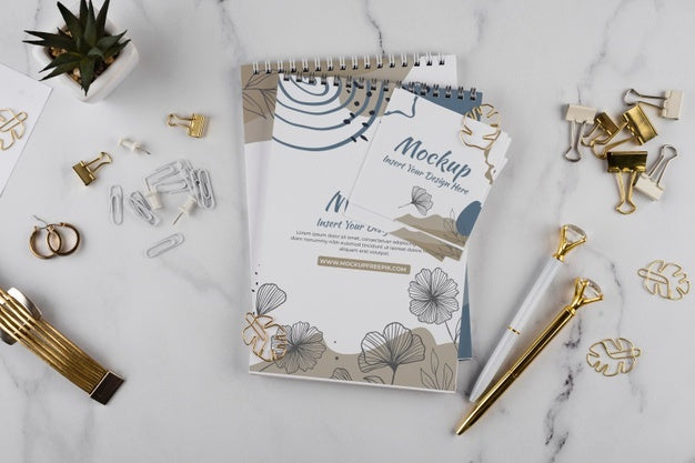 Flat Lay Of Elegant And Minimal Desk Psd