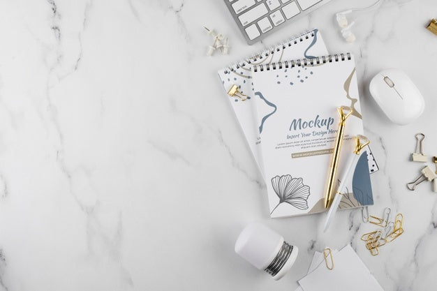 Flat Lay Of Elegant And Minimal Desk Psd