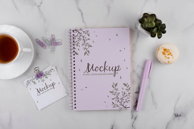 Flat Lay Of Elegant And Minimal Desk Psd