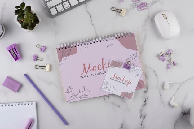 Flat Lay Of Elegant And Minimal Desk Psd