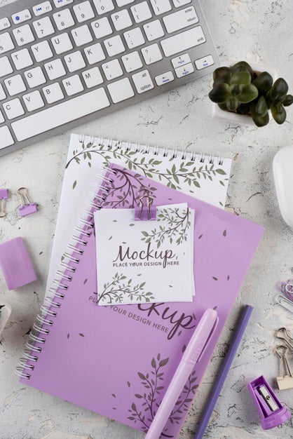 Flat Lay Of Elegant And Minimal Desk Psd