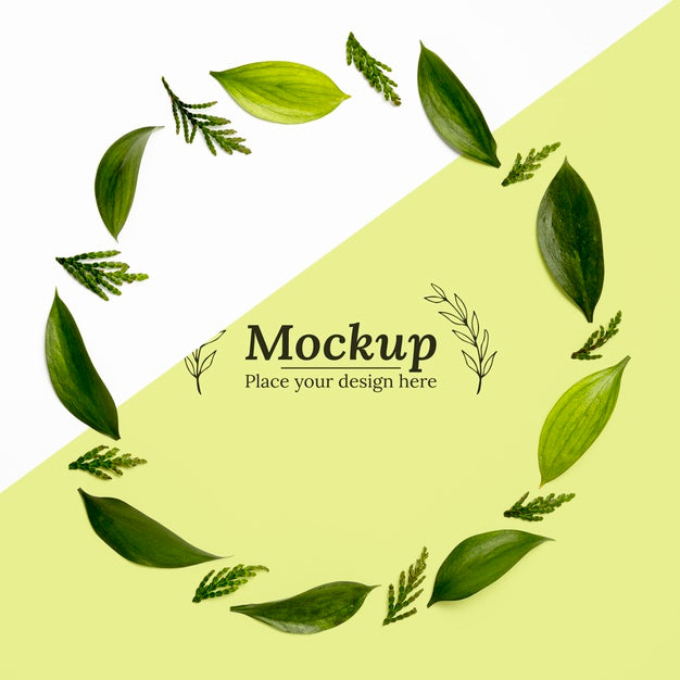Flat Lay Of Foliage Frame Mock-Up Psd