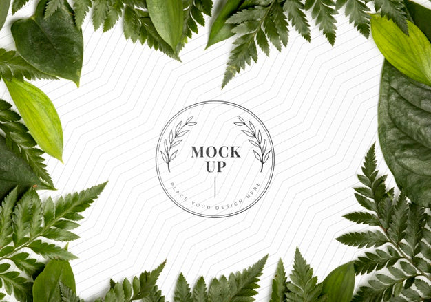 Flat Lay Of Foliage Frame Mock-Up Psd