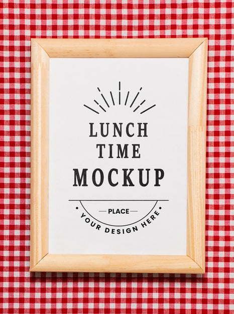 Flat Lay Of Frame With Tablecloth For Picnic Psd