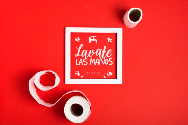 Flat Lay Of Frame With Toilet Paper Rolls Psd