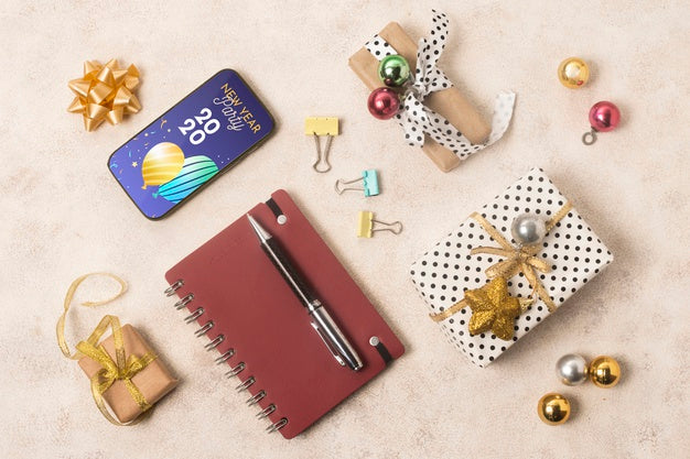 Flat Lay Of Gifts Mock-Up Psd