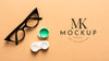 Flat Lay Of Glasses Mock-Up Psd