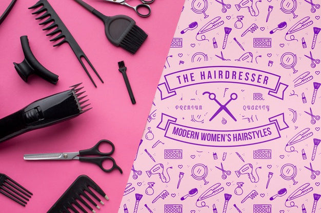 Flat Lay Of Hairdresser Concept Mock-Up Psd