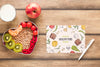 Flat Lay Of Healthy Food With Card Mockup Psd
