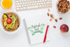 Flat Lay Of Healthy Food With Notepad Mockup Psd