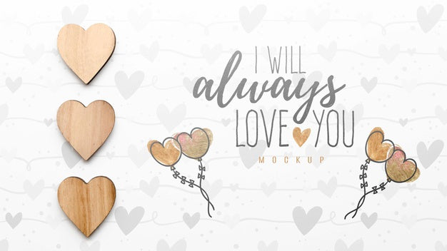 Flat Lay Of Hearts And Heart-Shaped Balloons Psd
