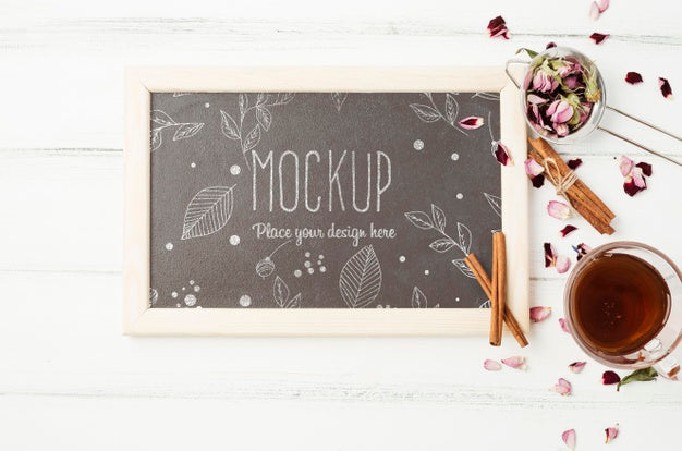 Flat Lay Of Herbal Tea Concept Mock-Up Psd