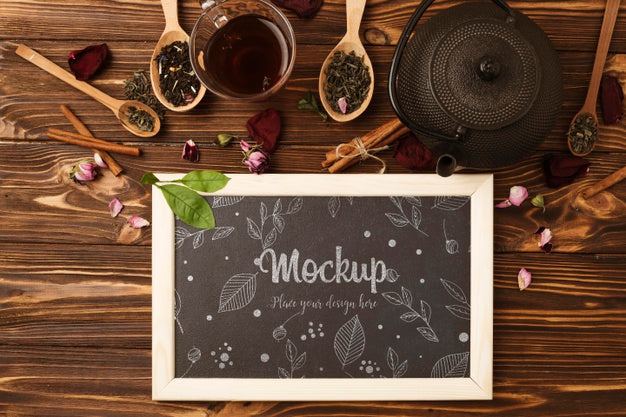 Flat Lay Of Herbal Tea Concept Mock-Up Psd