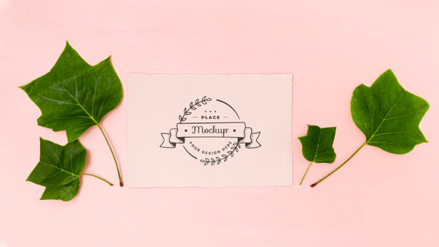 Flat Lay Of Leaves Concept Mock-Up Psd