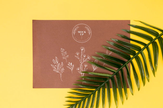 Flat Lay Of Leaves Concept Mock-Up Psd