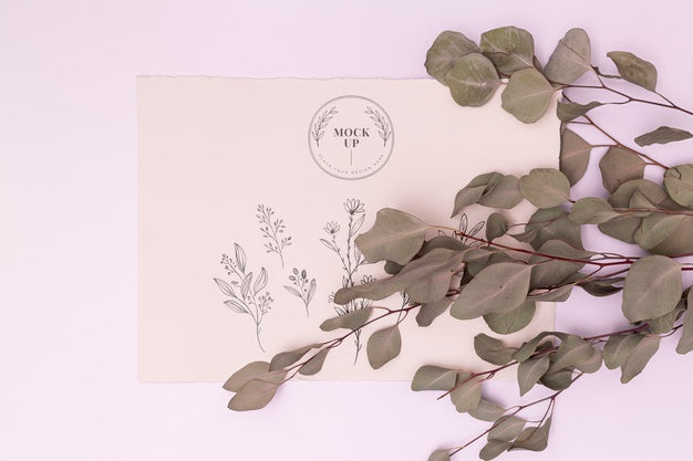 Flat Lay Of Leaves Concept Mock-Up Psd