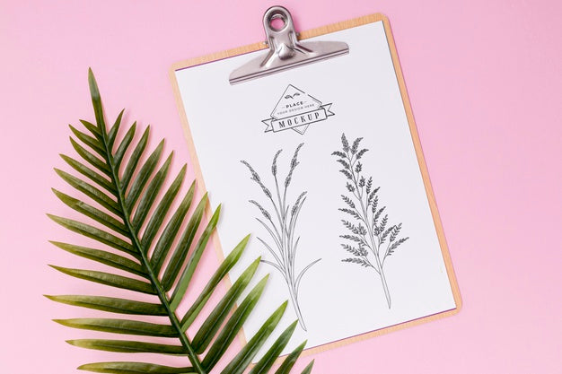 Flat Lay Of Leaves Concept Mock-Up Psd
