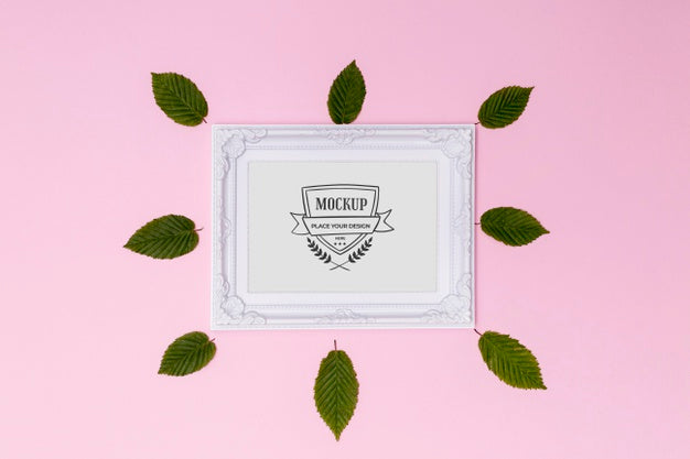 Flat Lay Of Leaves Concept Mock-Up Psd
