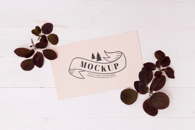 Flat Lay Of Leaves Concept Mock-Up Psd