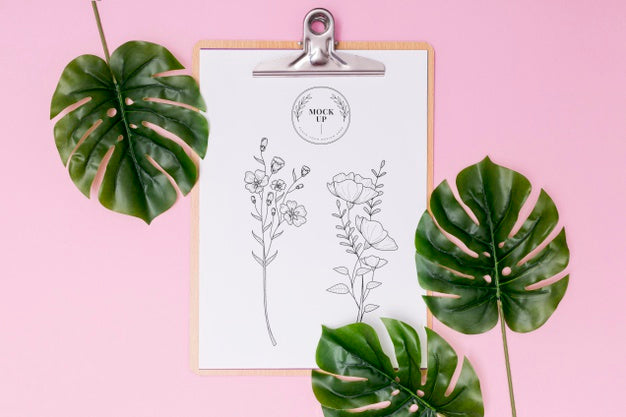 Flat Lay Of Leaves Concept Mock-Up Psd