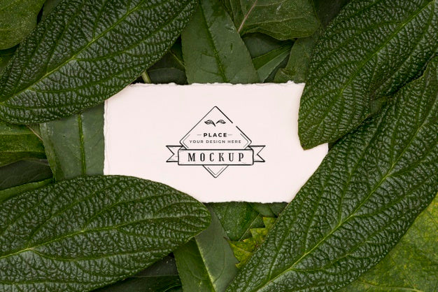 Flat Lay Of Leaves Concept Mock-Up Psd