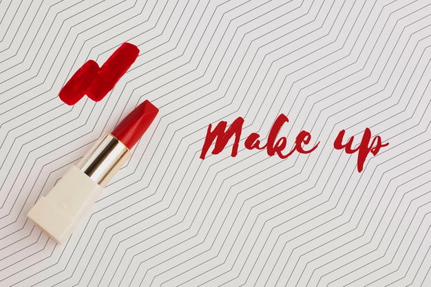 Flat Lay Of Lipstick Make-Up Concept Mock-Up Psd