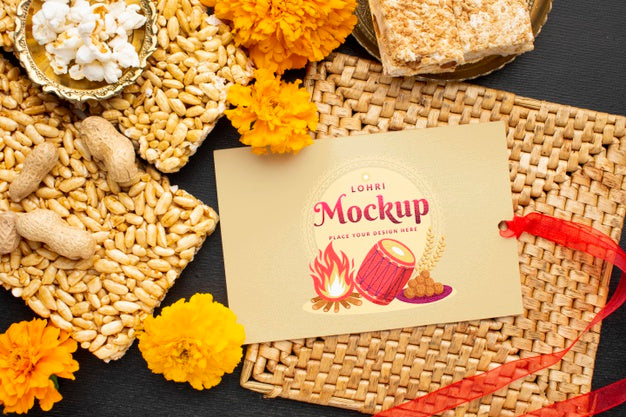 Flat Lay Of Lohri Concept Mock-Up Psd