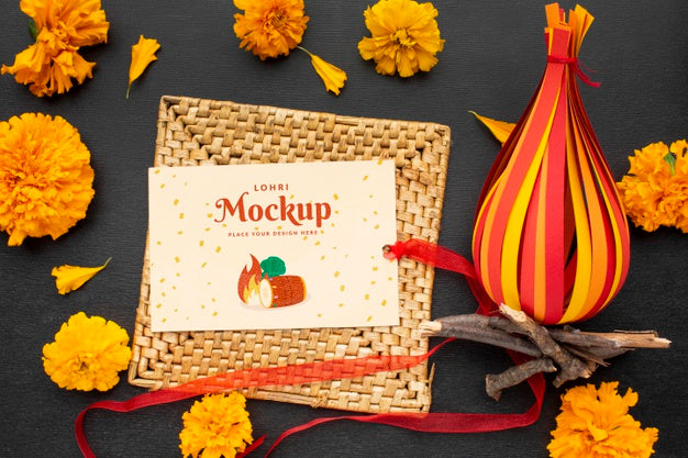 Flat Lay Of Lohri Concept Mock-Up Psd