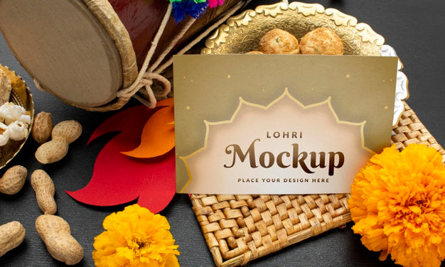 Flat Lay Of Lohri Concept Mock-Up Psd