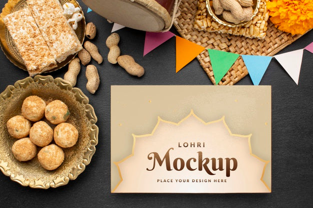 Flat Lay Of Lohri Concept Mock-Up Psd
