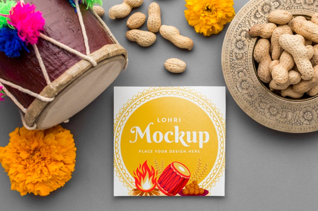 Flat Lay Of Lohri Concept Mock-Up Psd