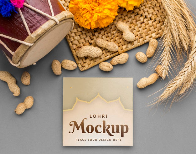 Flat Lay Of Lohri Concept Mock-Up Psd