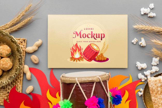 Flat Lay Of Lohri Concept Mock-Up Psd