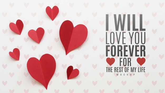 Flat Lay Of Love Message With Paper Hearts Psd