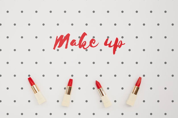 Flat Lay Of Make-Up Concept Mock-Up Psd