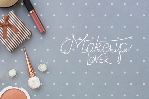 Flat Lay Of Make-Up Concept Mock-Up Psd
