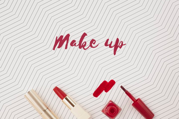 Flat Lay Of Make-Up Concept Mock-Up Psd
