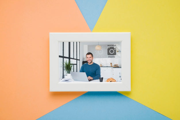 Flat Lay Of Minimalist Frame Psd