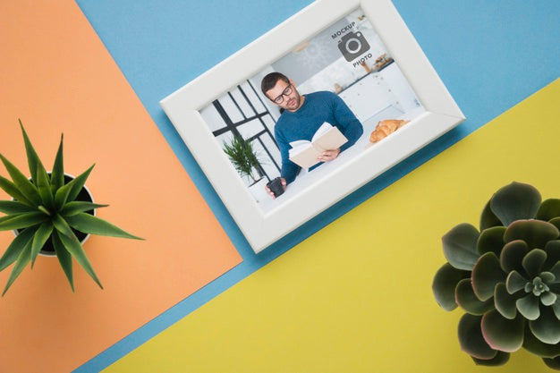 Flat Lay Of Minimalist Frame With Scculents Psd