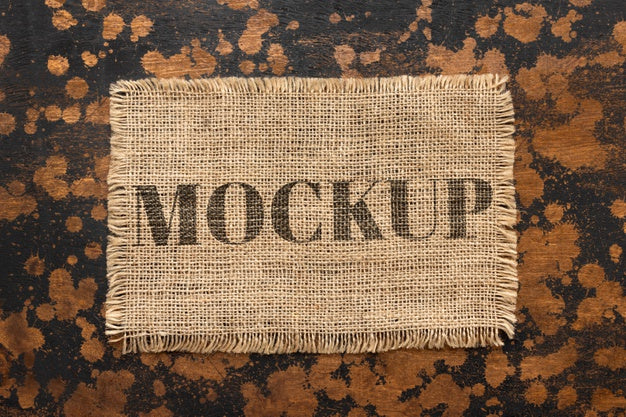 Flat Lay Of Mock-Up Frame Design From Burlap Psd