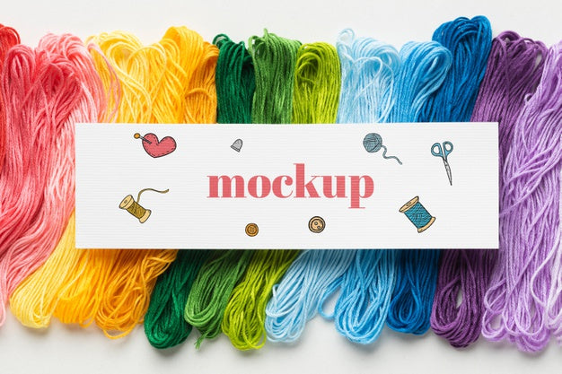 Flat Lay Of Mock-Up Frame Design With Thread Psd