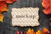 Flat Lay Of Mock-Up Frame With Leaves Psd