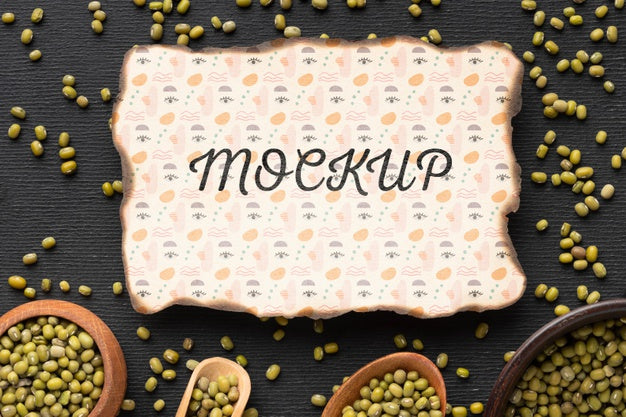 Flat Lay Of Mock-Up Frame With Seeds Psd