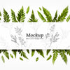 Flat Lay Of Mock-Up With Leaves Psd