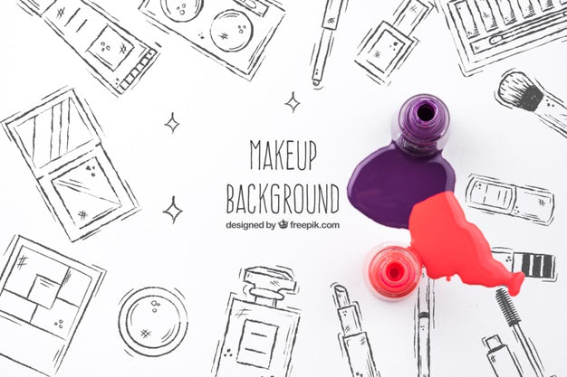 Flat Lay Of Nail Polish Mock-Up Psd