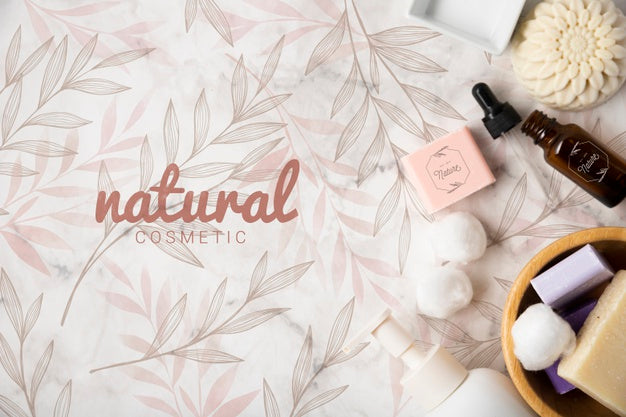 Flat Lay Of Natural Cosmetic Products Psd