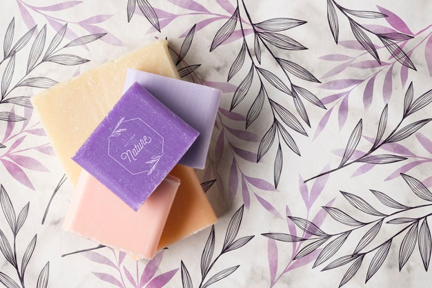 Flat Lay Of Natural Soap Arrangement Psd