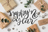 Flat Lay Of New Year And Gifts Psd