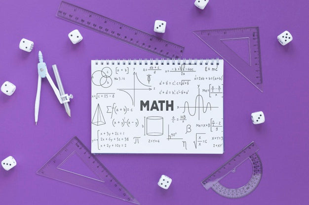 Flat Lay Of Notebook With Dice And Different Rulers Psd